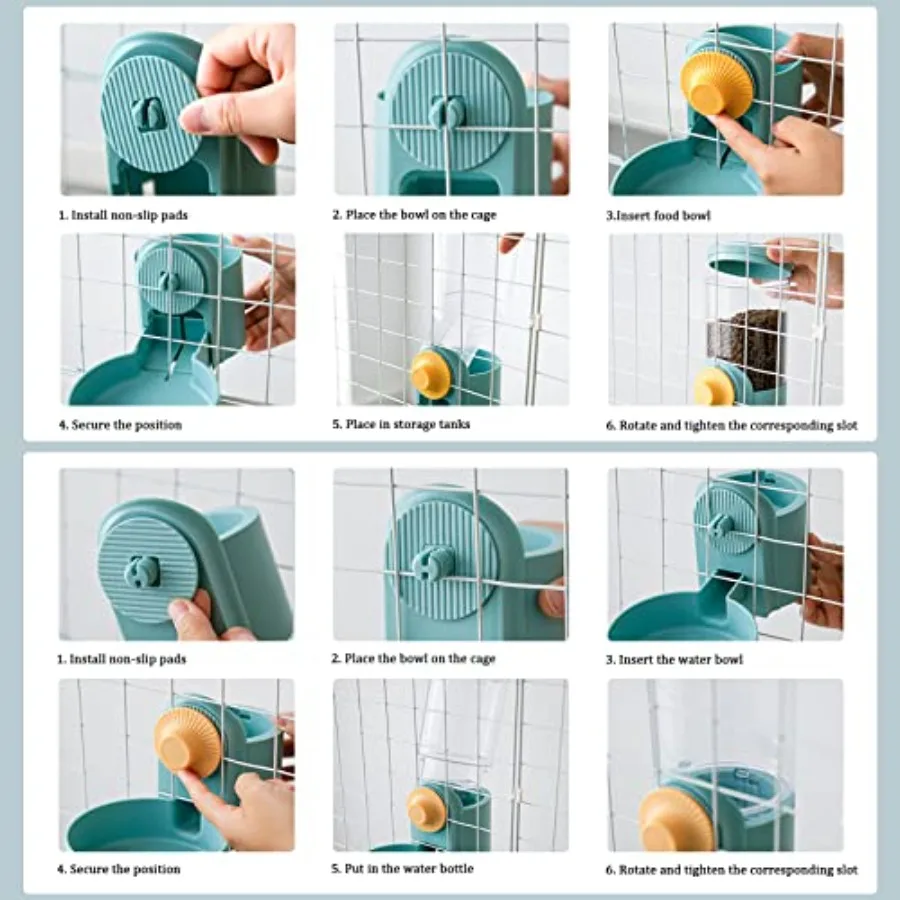 【Spot goods】35oz Hanging Automatic Food Water Dispenser Gravity Pet Auto Feeder Waterer Set for Rabbit Cat Dog Chinchilla Ferre view 6