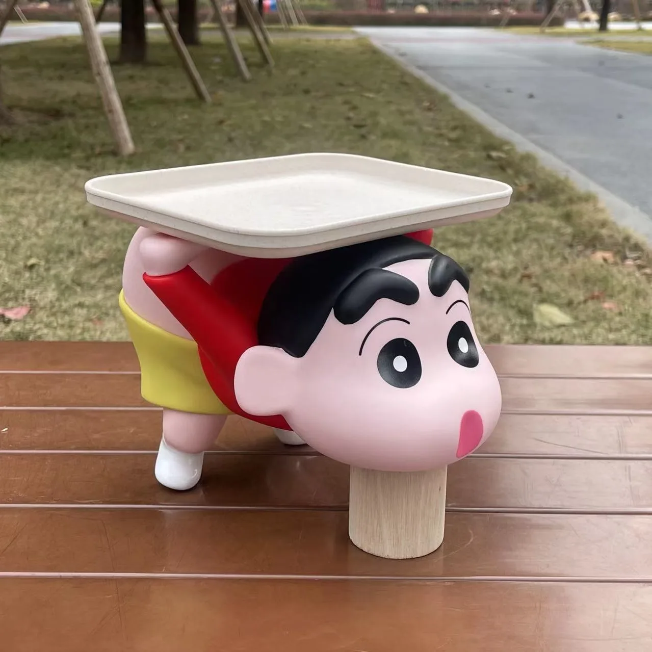 

24cm Large Crayon Shin-Chan Show Your Butt Living Room Tray Anime Figures Toy Vinyl Trendy Ornaments Car Desktop Decoration Gift