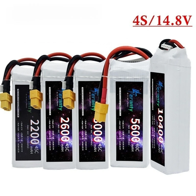 4S 45c High quality Drone lithium battery 1500mAh-10400mAh 45C/60C 14.8V for aerial, car, boat, and electric model toys