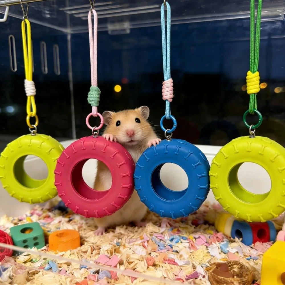 Tire-Shaped Hamsters Swing Detachable Chain Hanging Bed Small Pet Hanging Swing Bite Resistant Hamsters Hammock Cage Accessories view 3