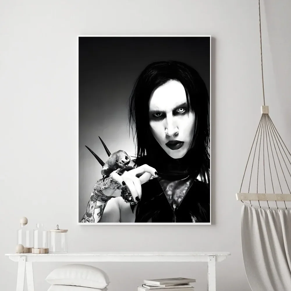 Music M-Marilyn Manson Poster Vintage Poster Prints Art Home Painting Bathroom Kitchen Bar Accessories Wall Sticker Large Size