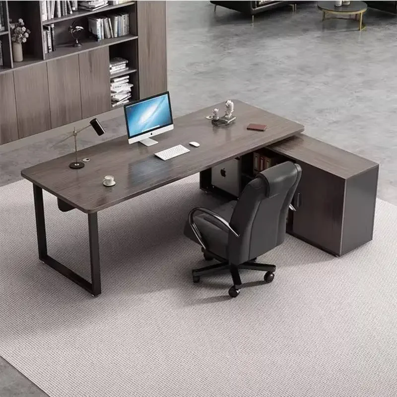 

White Brown Office Desks Vintage Aesthetic Cute Black Drawers Office Desks Modern Luxury Cheap Escritorios Work Station Table