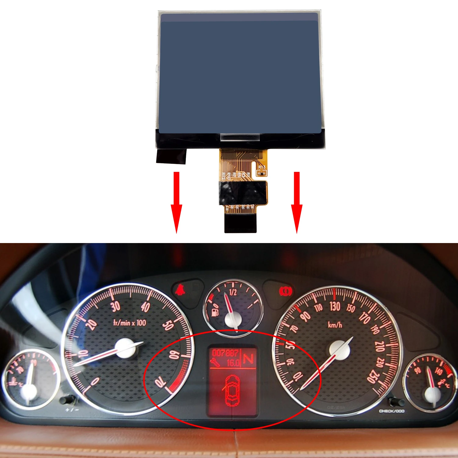 Wyświetlacz LCD dla Peugeot 407 407SW 407 Coupe VDO Group Dashboard Cluster A2C 53119649 9658138580   Zestaw wskaźników na desce rozdzielczej