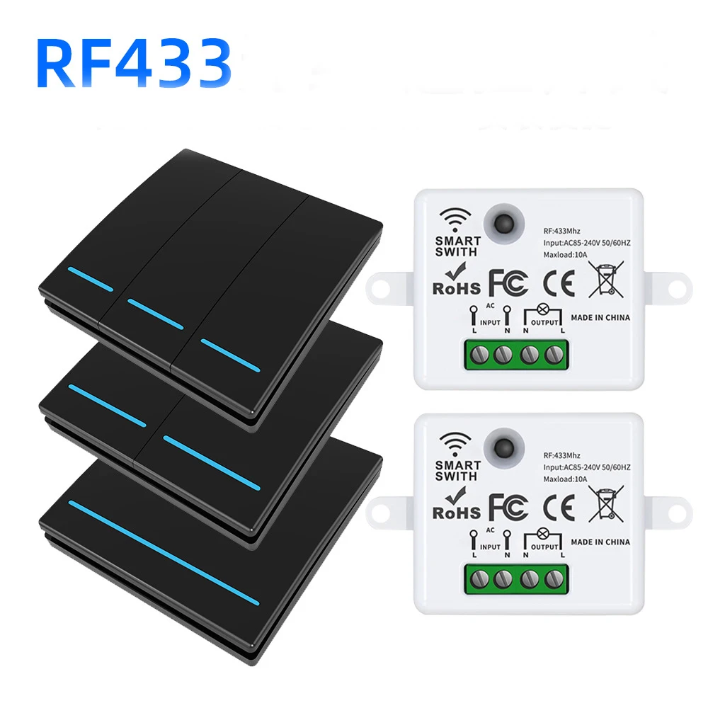 RF433 Smart Switch Voice Control Alexei Google 100-Meter Range Application Control Smart Home Lighting Easy DIY