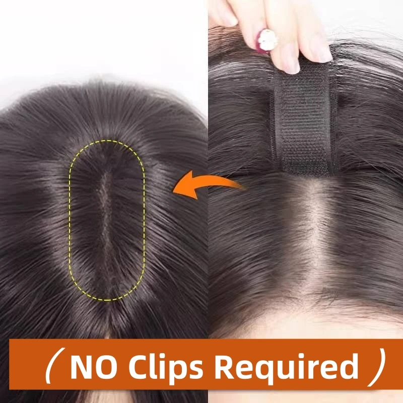 Non è necessaria clip Frangia per capelli umani Pasta magica aggiornata Toppers per capelli Frangia per donne Copertura per capelli soffici Toppe per cuciture per capelli sparse