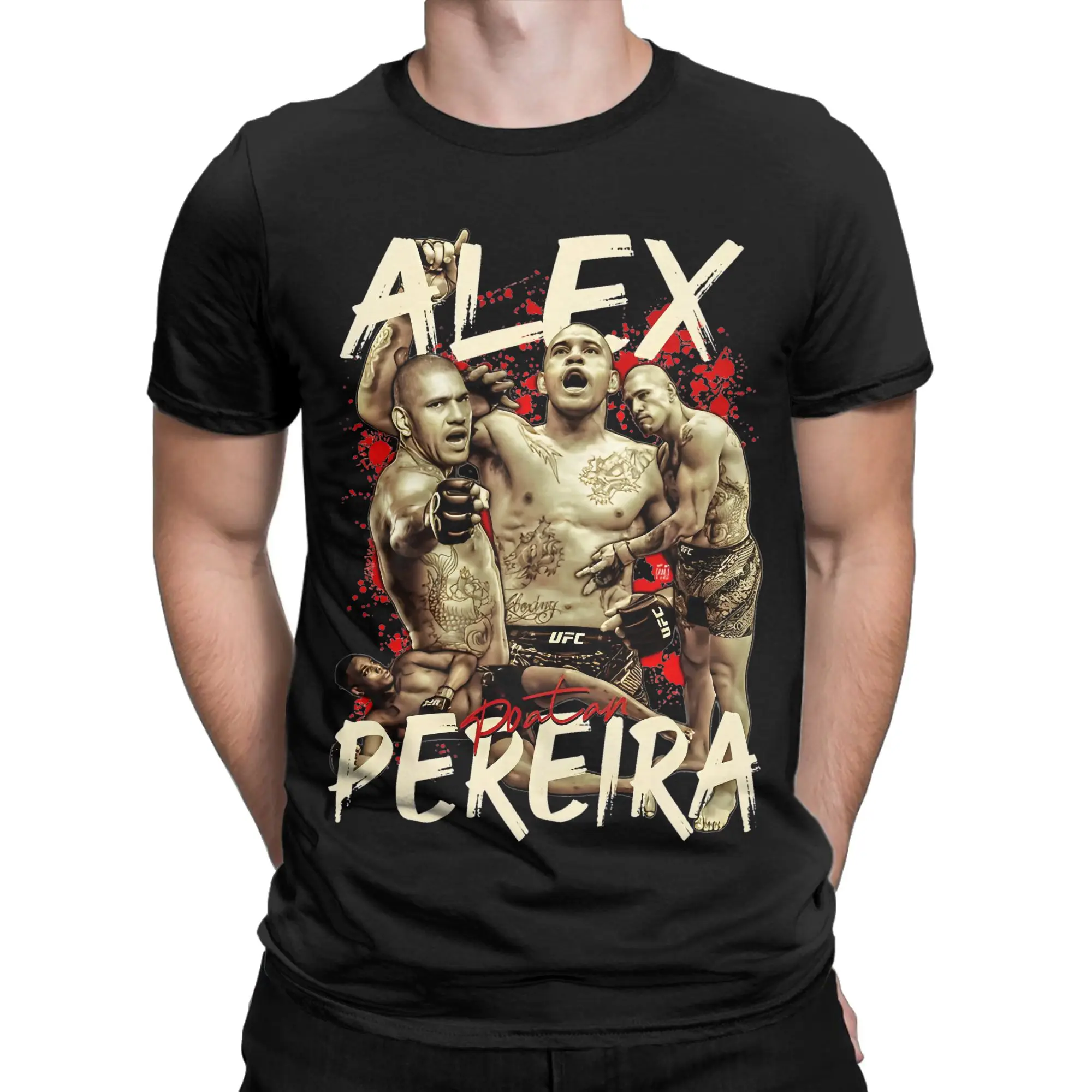 Alex Poatan Pereira Boxing Boxer T Shirts Men Women Pure Cotton Unique T-Shirt Crew Neck  Tee Shirt Short Sleeve Tops Plus Size