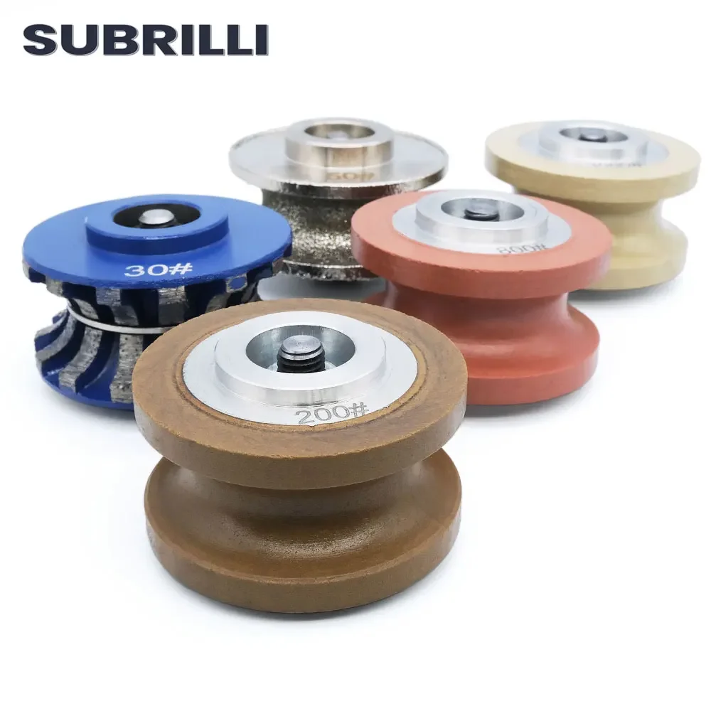 SUBRILLI V20 V30 Punta per fresa diamantata Bullnose completa M10 Taglio portatile Pietra Granito Marmo Bordo Rettifica Ruota abrasiva