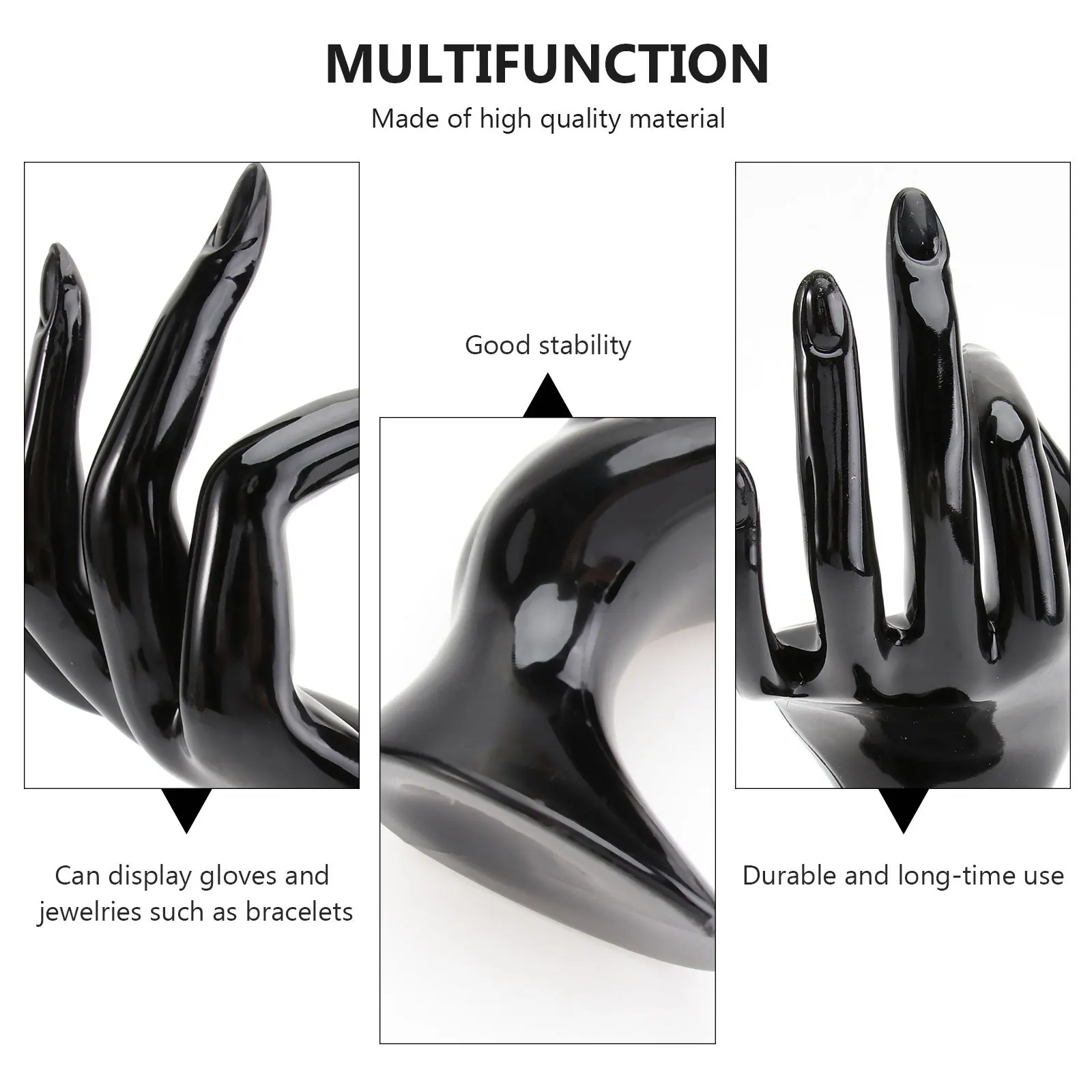 البلاستيك اليد مجوهرات عرض الرف 8X17 سنتيمتر الأسود الإبداعية شكل اليد تصميم لخاتم سوار المنظم مجوهرات عرض موقف #6
