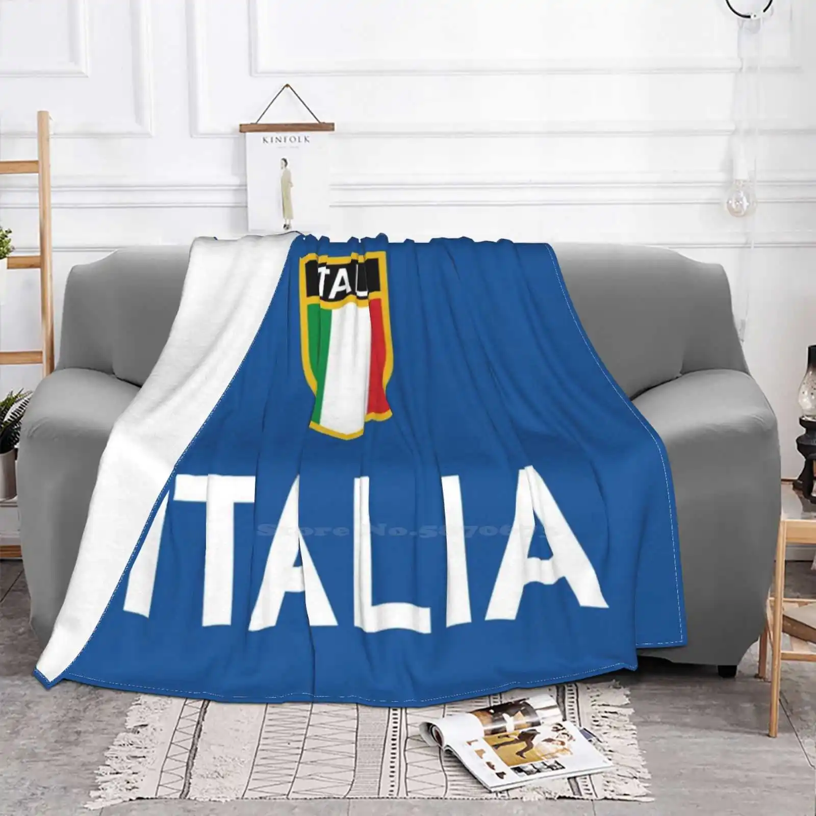 Italia Italy Italian Flag Scudetto Italian Fans New Selling Custom Print Flannel Soft Blanket Italia Italy Italian Flag