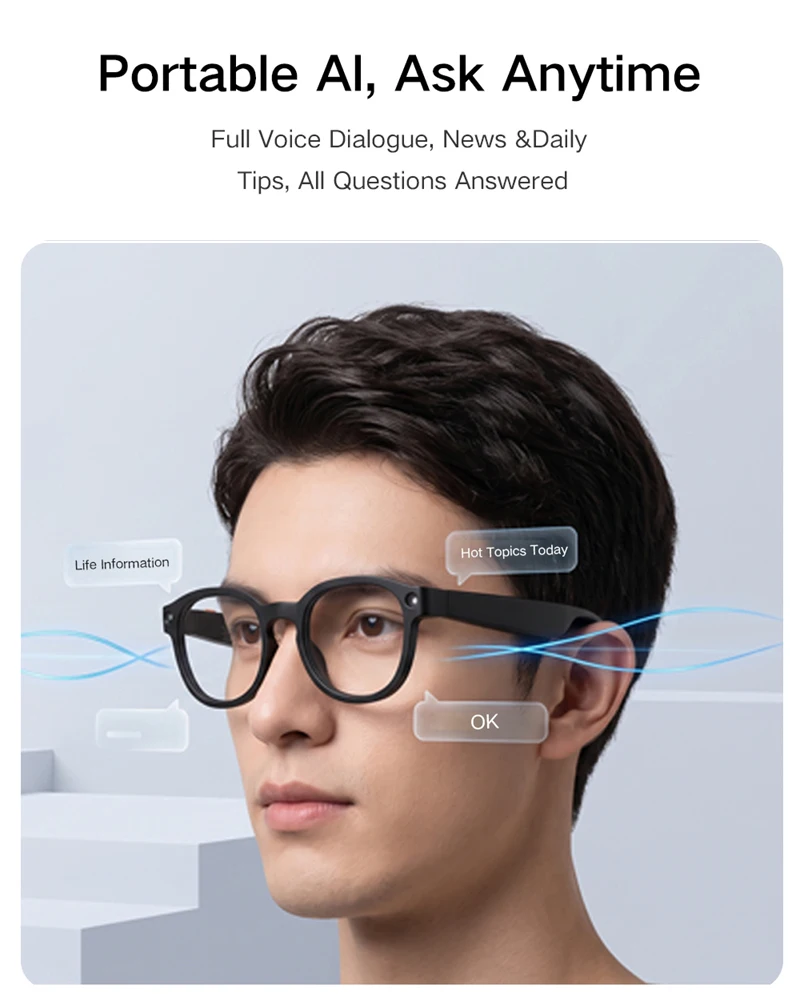 Lenovo G6 Smart-Brille 8MP Kamera Bluetooth-Anrufe Video KI-Übersetzung Bildstabilisierung Video- und Audioaufnahme – Detail 3