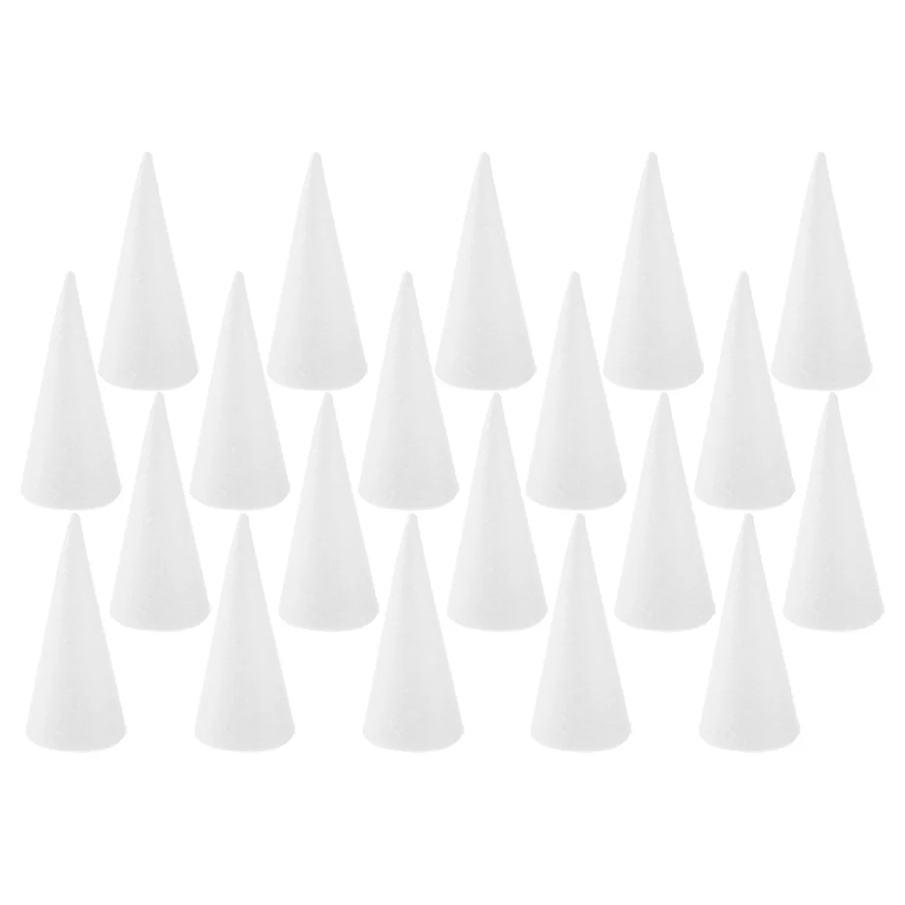 

20Pcs White Foam Cones Polystyrene Craft Cones for DIY Holiday Decorations Kids School Art Projects Table Centerpiece Supplies