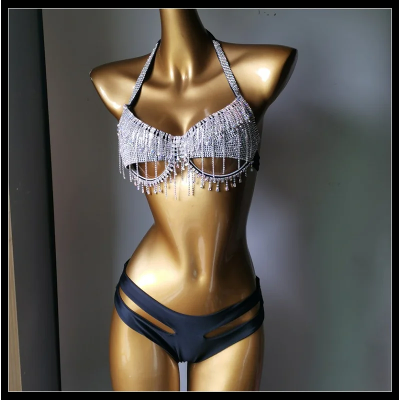 Body Jewelry Swimsuit Sexy Underwear Tassel Chest Chain Bikini woman Chain Body Night Nightclub Party Makeup Dance Beach Outfit