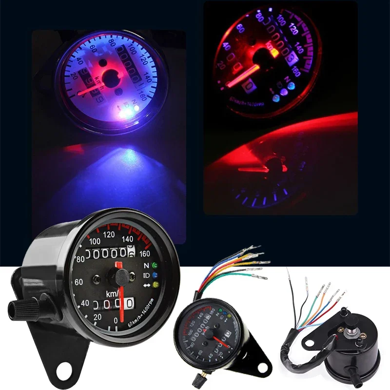 

Universal LED Backlit Speedometer Gauge for Cafe Racer Motorbike 12V Motorcycle Odometer with Signal Light Indicator