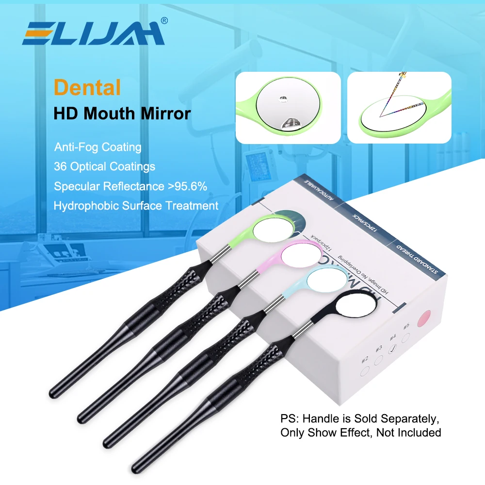 Image of ELIJAH 12 Teile/satz Dental Ultraclear Anti-fog Mund Spiegel Prüfung Spiegel Metall Griff Austauschbare Reflektoren Spiegel Autoklavierbar