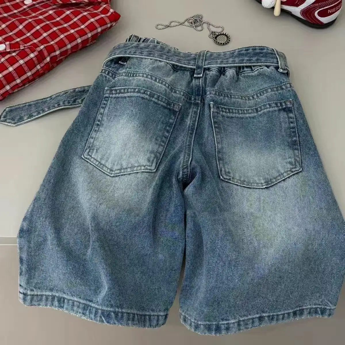 

Children's Loose Jeans 2026 Spring Autumn New Style Belted Straight Leg Trousers for Boys And Girls Fashionable Casual Pants