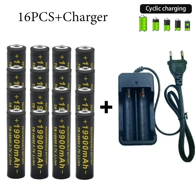 18650 Rechargeable Battery 2024 NewBest-selling 3.7V19900mAh+Charger Capacity Li-ionBattery ForScrewdriver Remote Control