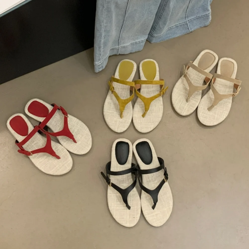 Summer New Fashion Versatile Flip Toe Soft Sole Sandals Women's Outer Wear Soft Sole Non-slip Beach Strap Sandals Design Shoes