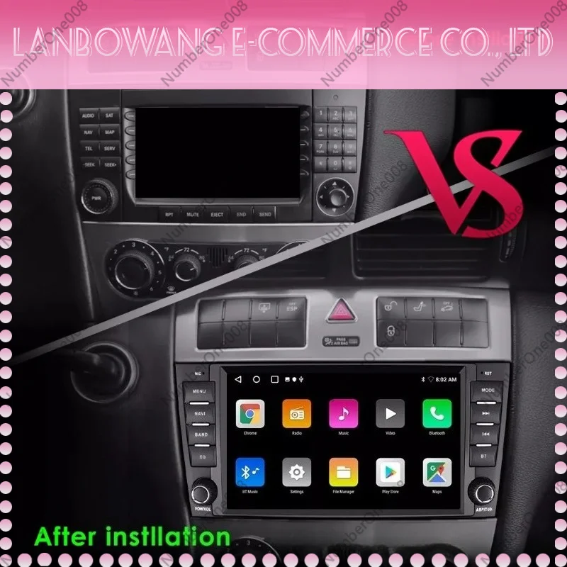 Android Smart Car Stereo GPS Navigation Screen with Reverse Camera Compatible for Mercedes Benz CLK W203 Carplay