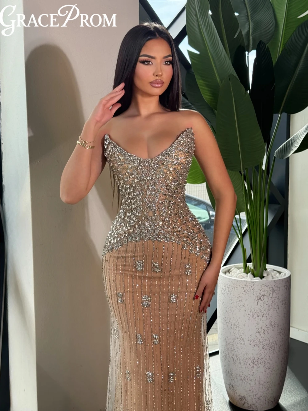فستان سهرة طويل كريستال فضي الوهم بدون حمالات مستقيم للحفلات الرسمية فساتين حفلة موسيقية جديدة مخصصة سباركلي مطرز