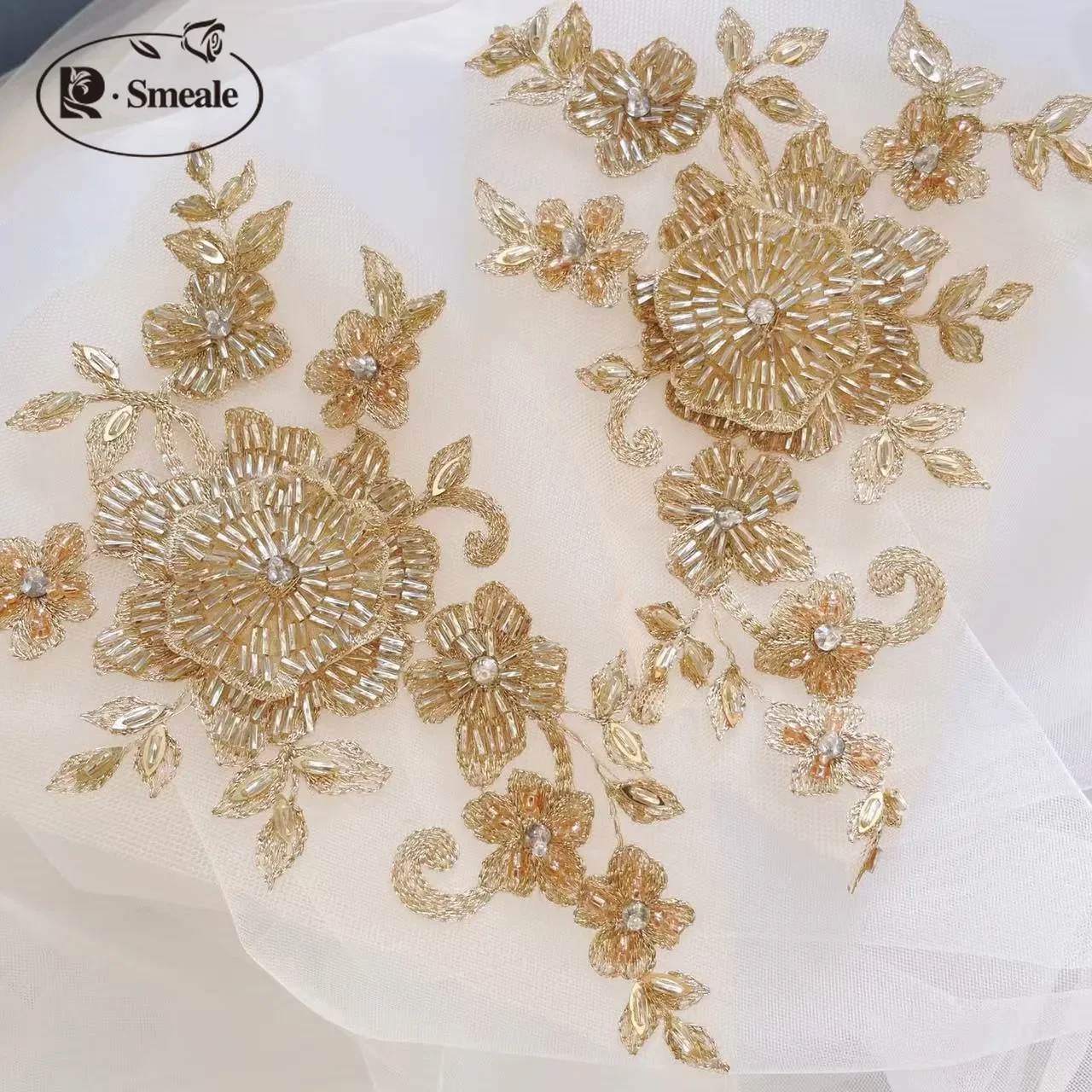 

2 пары. Трубчатые бусины для зеркального цветка «сделай сам», аксессуары для свадебного платья, кружевная вышивка, настоящая одежда, цветы для детской одежды