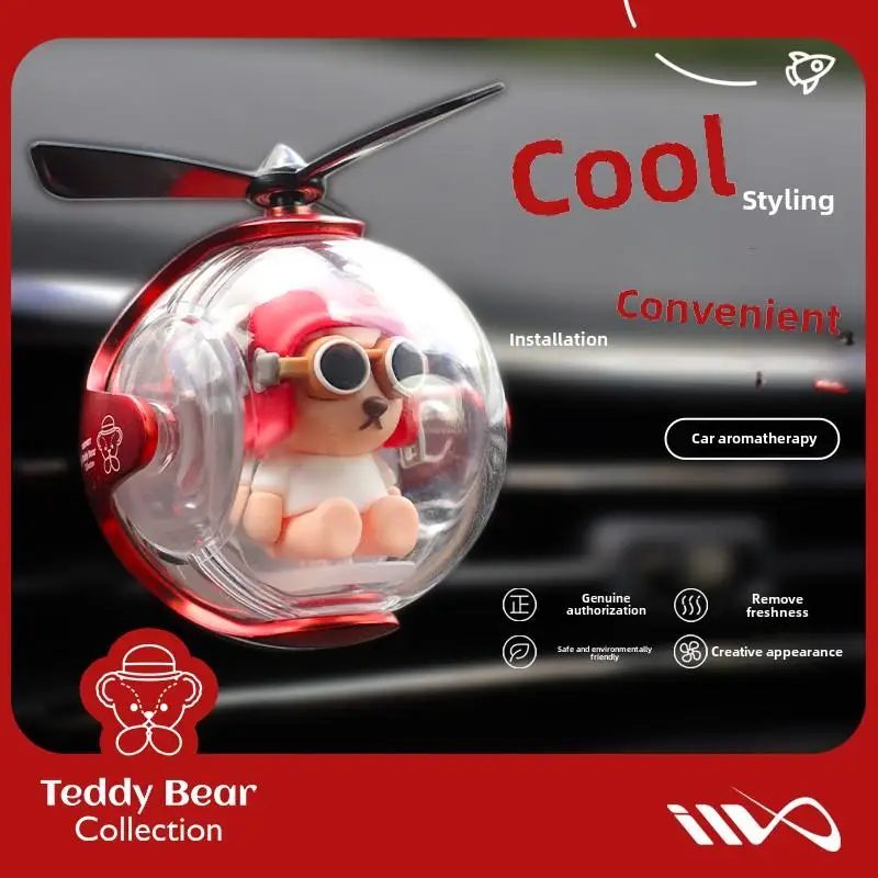 

Teddy Bear Collection Anime Cartoon FlyingBall Car Air Freshener LED Rotating Helicopter Atmosphere Light Car Air Freshener