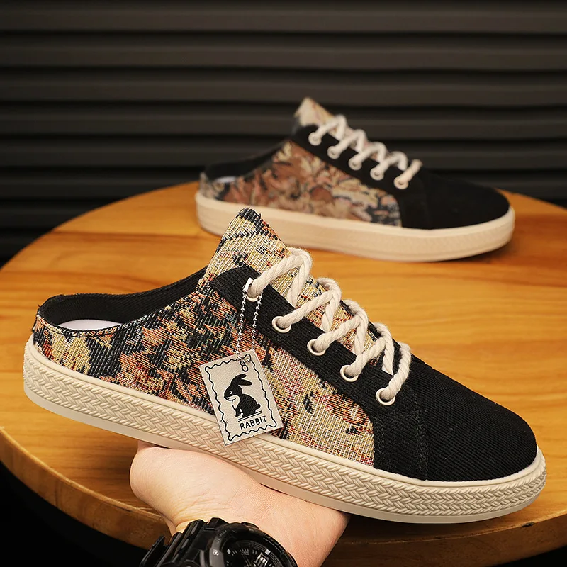 

Полутапочки Baotou, новинка лета 2024, мужская обувь, дышащая обувь без каблука, модная верхняя одежда с простыми кроссовками Zapatos