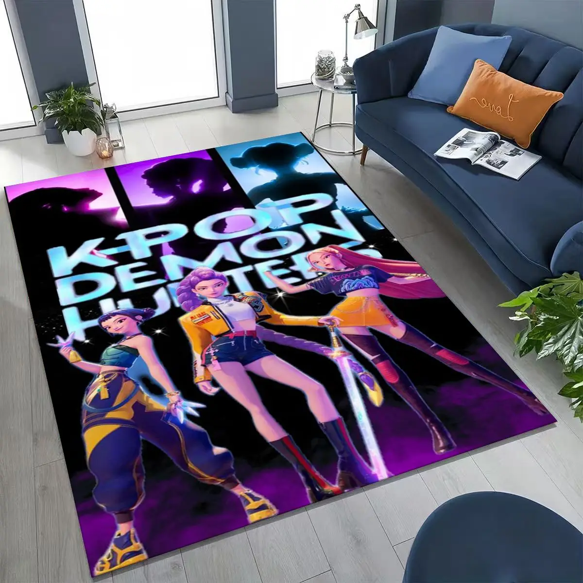 2026 نمط جديد KPOP شيطان الصيادين رومي ميرا زوي الكرتون البساط لغرفة النوم غرفة المعيشة أريكة المنزل ممسحة ديكور ، سجادة أرضية غير قابلة للانزلاق #5