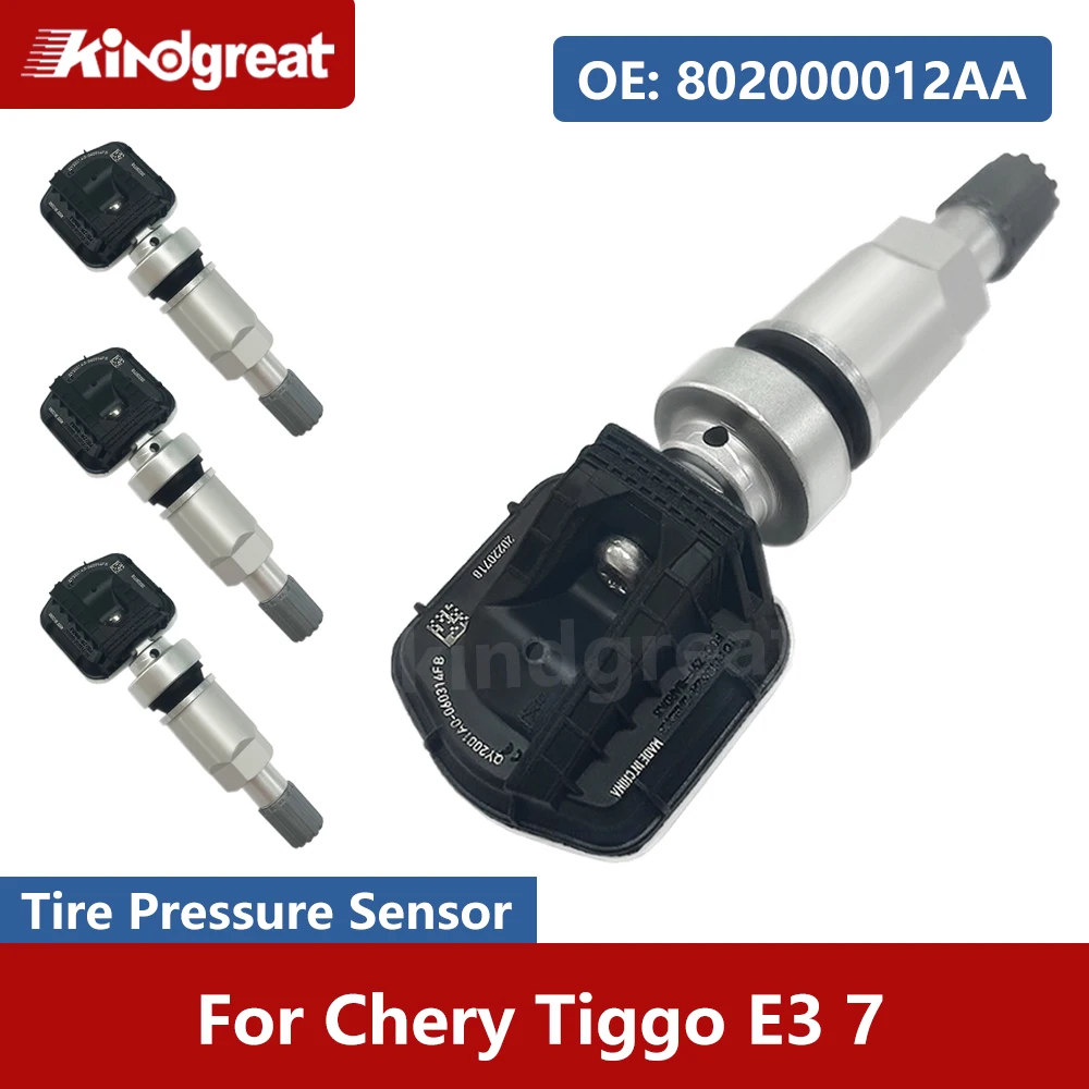 

4PCS/Lot 433MHz TPMS Car Tire Pressure Monitor Sensor 802000012AA For Chery Tiggo E3 Chery Tiggo 7