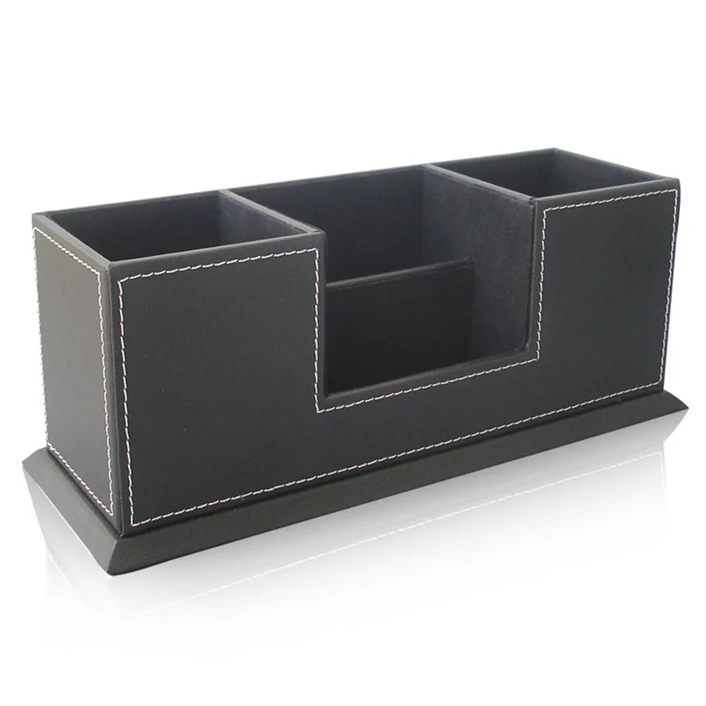 Premium PU Desktop Organizer Pen Holder for Office Desk Business Supplies Tissue Storage Writing Instruments Cellphone