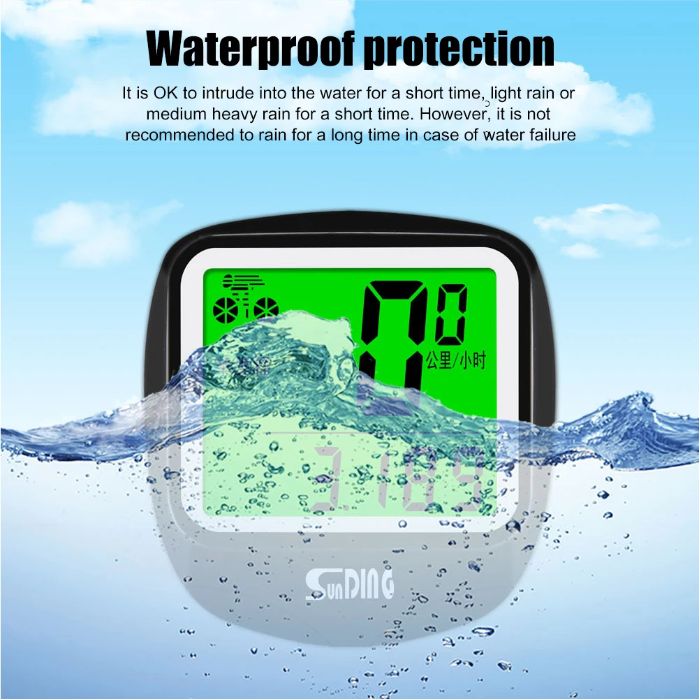 SUNDING Mountain Bike Timer Computer Bicycle LCD Display Odometer Speedometer