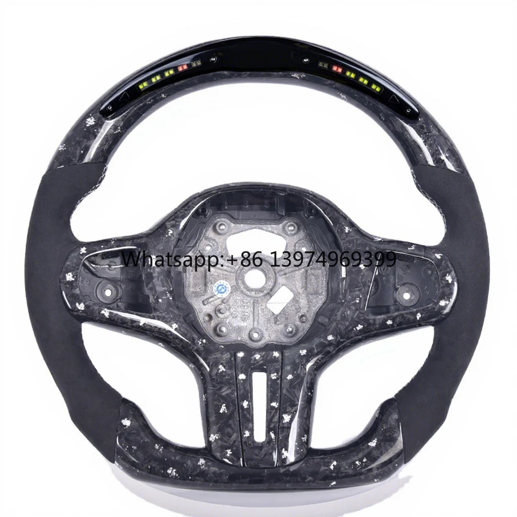 Modified Real Forged Carbon Fiber Steering Wheel With LED for BMW G20 G30 G28