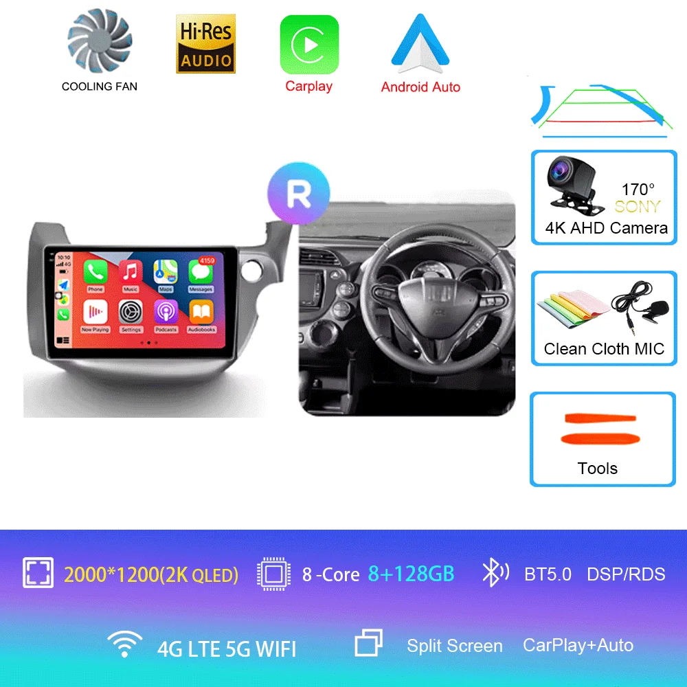 For Honda Jazz 2 GG 2008 - 2014 Fit 2 GE GP GE 2007 - 2014 GPS Car Radio Navigation Multimedia Video Player Stereo BT Android 16 image 3