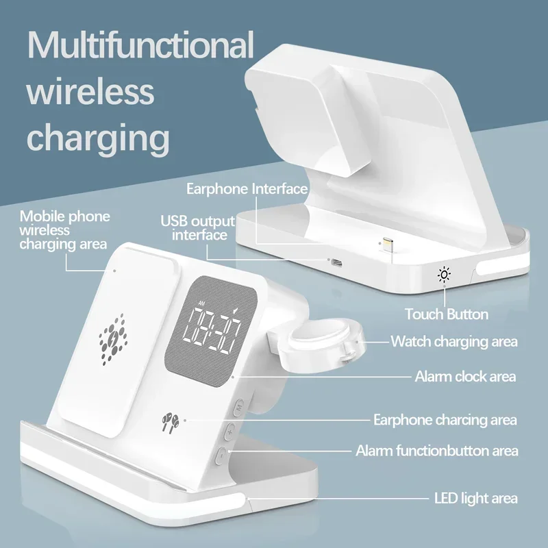 6 In 1 Wireless Charger Stand For iPhone Samsung S23 S22 Ultra Note Fold Galaxy Watch 5 4 Active Buds Fast Charging Dock Station