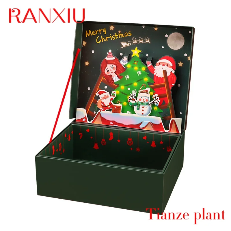 Custom Custom Tree 3D up Paper Boxes flip open  Xmas Gift Packaging Box for Decoration