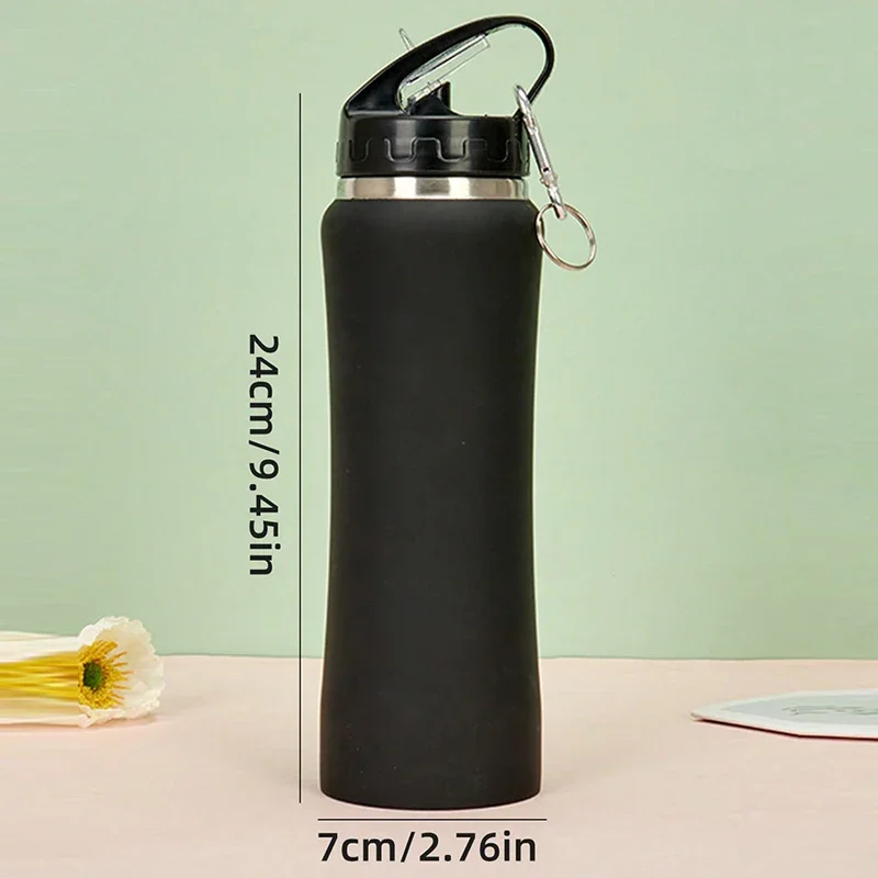 Outdoor Large-capacity Portable Cup Waist Handle Sports Water Bottle Double-layer Stainless Steel Thermos Cup