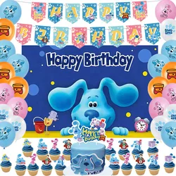 Cartoon Clues Blues Puppies Theme Birthday Party Blue Dog Balloon Cake Topper Banner Backdrop Early Education Baby Shower Decor