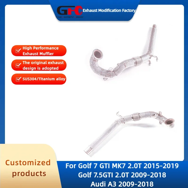 

GFC Catless Downpipe Exhaust Pipe for Audi A3,Golf 7GTI MK7,Golf 7.5GTI MK7 2.0T High-Performance Stainless Steel Exhaust System
