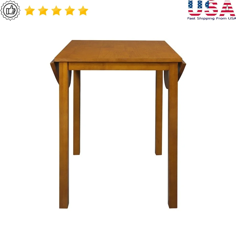 

Solid Wood Drop Leaf Dining Table Space Saving Oval Design Antique Walnut Finish Indoor Use Ideal Small Spaces