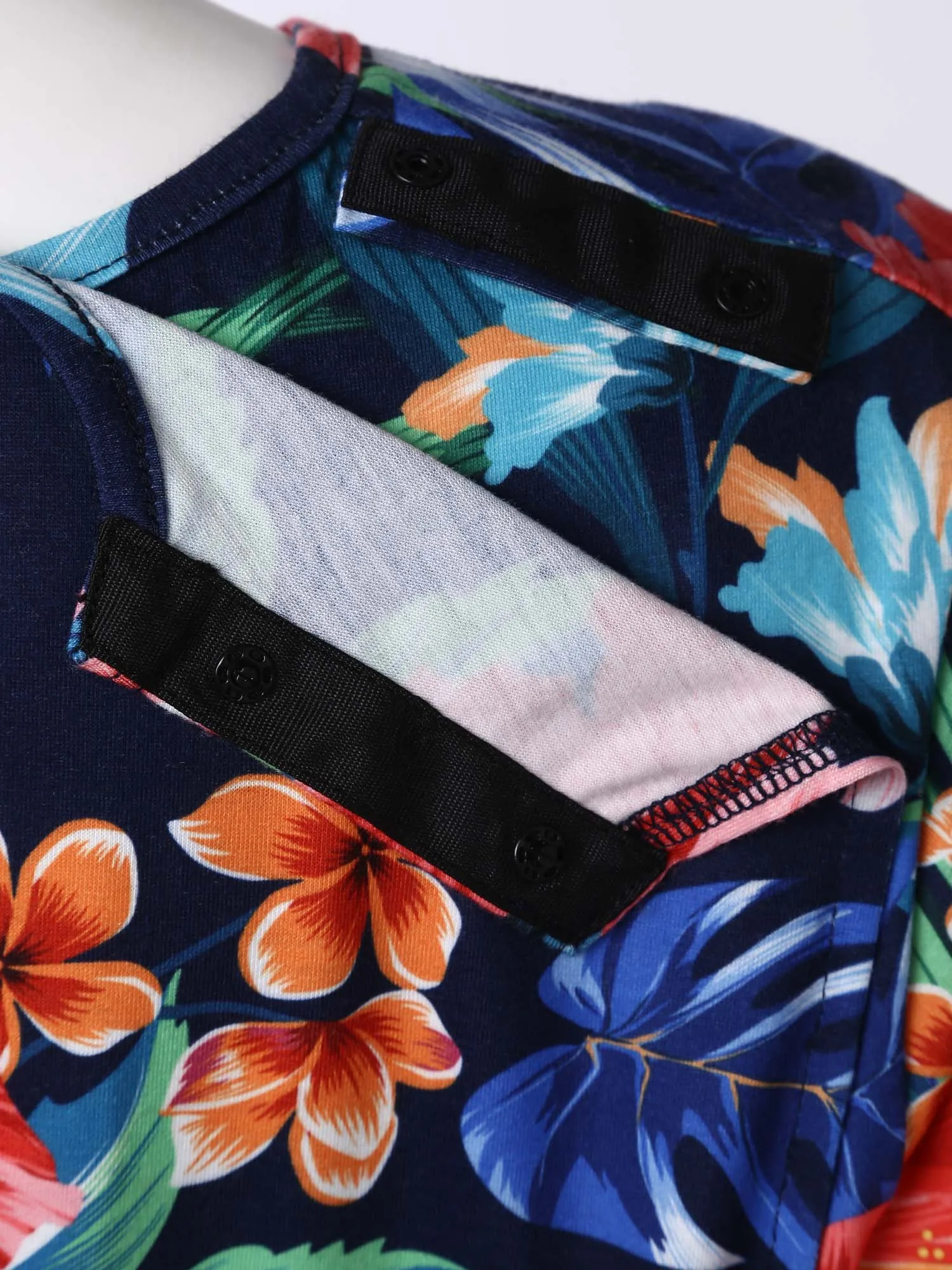 Women Open Full Back Adaptive Blouse Shirts Lingerie Half Sleeve Floral Pattern Shirt Top for Elderly Caring Alzheimer Patient