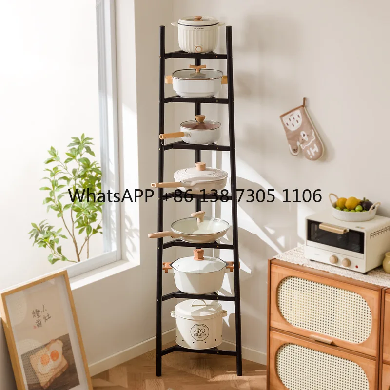

Kitchen storage floor multi-layer crack storage household pots and pans multi-functional storage rack pot rack