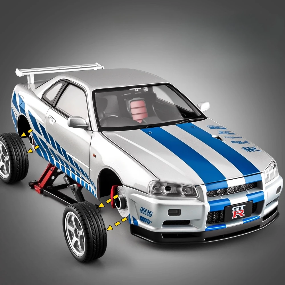

Large 1:18 GTR Chiron Toy Car Model Diecast Alloy Sound Light Pull Back High Simulation Vehicle Models Collection Boys Gifts