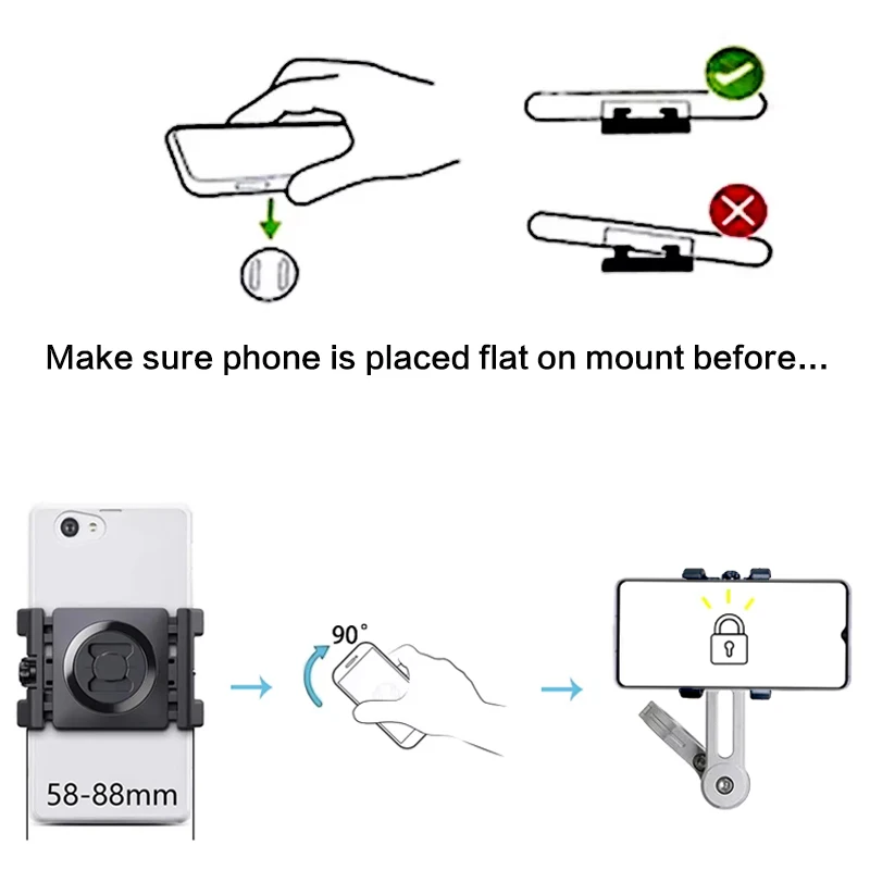 For 55-88mm Phone Back Clamp Fixed For 22-28mm Motorcycle Handlebar Diameter Adapter Interface Clamp Mount Compatible SP Holder