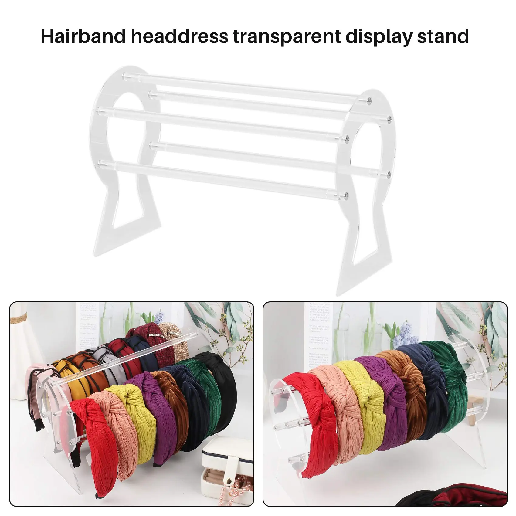 Headband Holder, Clear Headband Organizer, Acrylic Hair Hoop Display Stand, Headband Storage Holder for Women and Girls