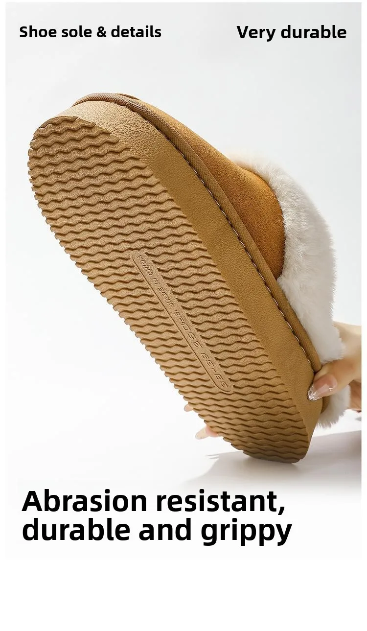 2026 Winter Warme Flache Fell-Hausschuhe für Damen, Kunstwildleder Flauschige Pelzige Hausschuhe, Bequeme Rutschfeste Innen-Boden-Baumwollschuhe – Detail 12