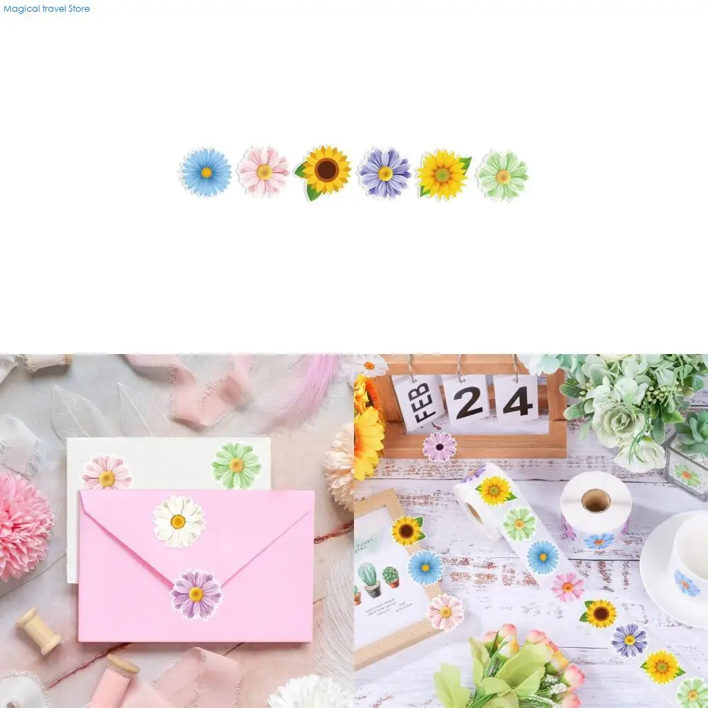 N2UB Gift Box Sticker Adhesive Laptop Sticker Colorful Flower Sticker Decal for Kids