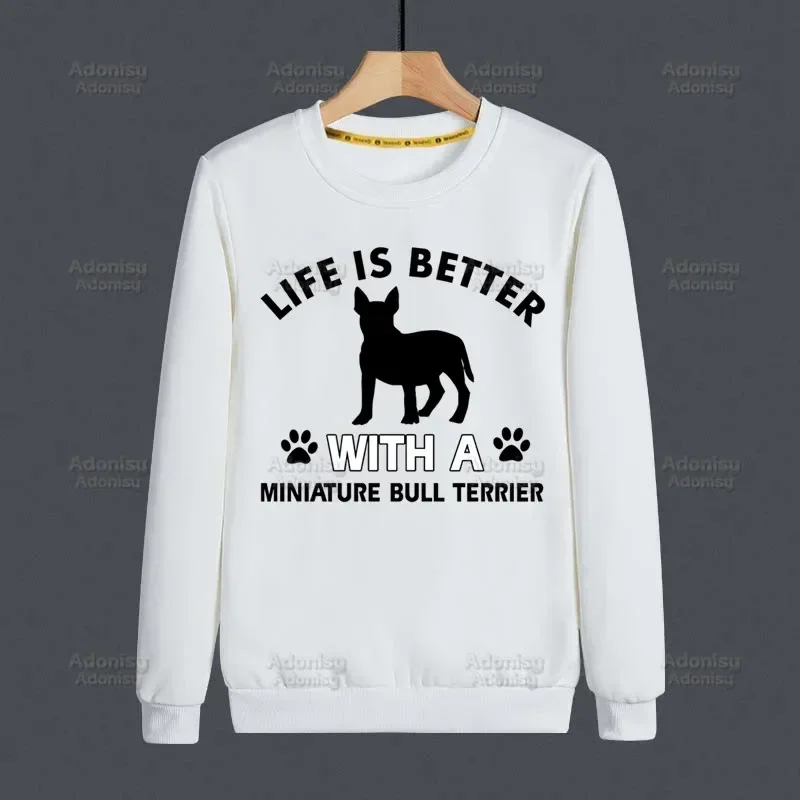 Bull Terrier Group Cute Pet Dog Logo Funny Men Autumn Sweatshirt Men Hip Hop Hoodie Classic Hoody Tops White