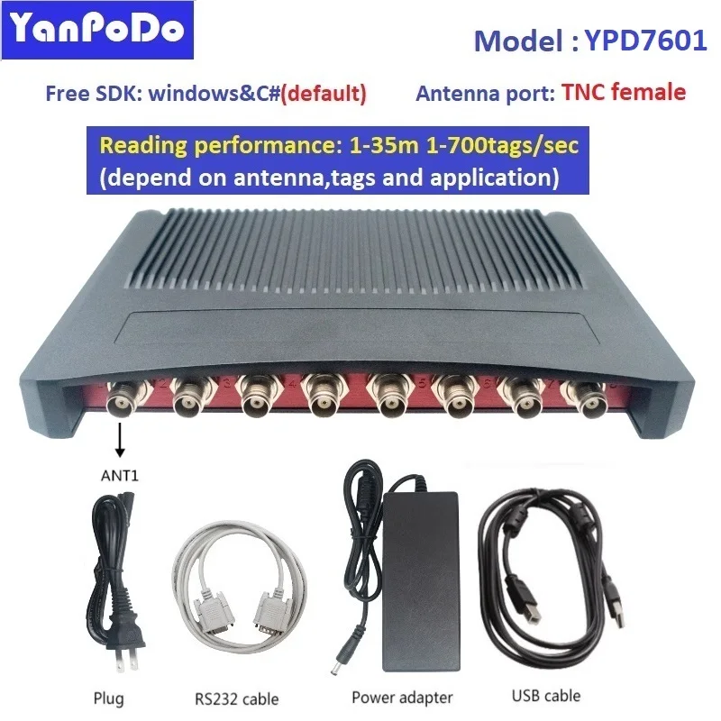Yanpodo Jarak Jauh Impinj E710/R2000 Chip 4/8/16 Port UHF RFID Pembaca Tetap 30M Gratis Pelacakan Aset Gudang Java SDK