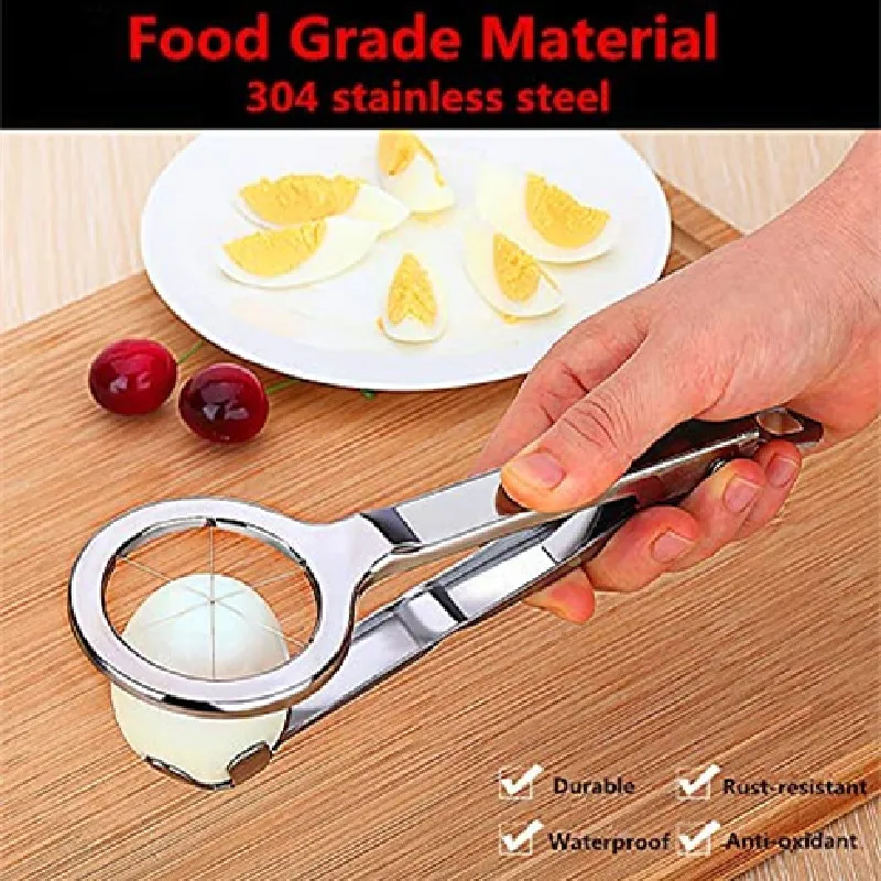 

Stainless Steel Egg Slicer Egg Cutter with Handle with Six Blades Dishwasher for Hard Boiled Egg Heavy Duty Food Fruit Slicer
