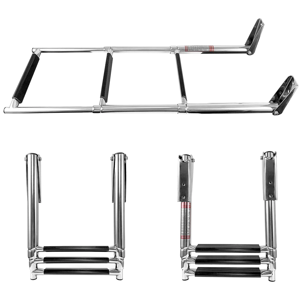 Marine Boat 316 Stainless Steel Telescopic Boarding Under Platform Pontoon Ladder Yacht