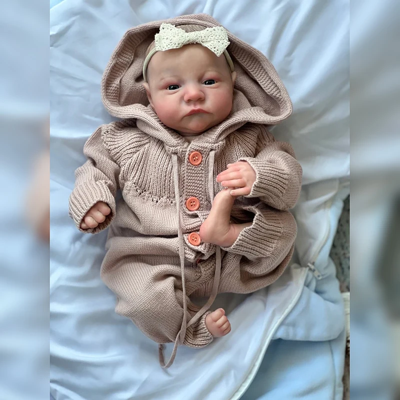 

NPK19inch Already Painted Finished Reborn Baby Doll Levi Awake Newborn Baby Size 3D Skin Visible Veins Collectible Art Doll